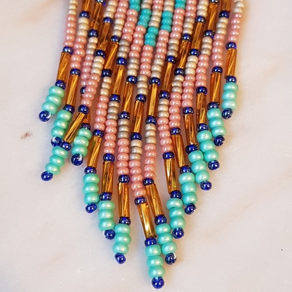 Ukrainian New Extra Large Bohemian Beaded Hippy Earrings - Picture 5 of 7